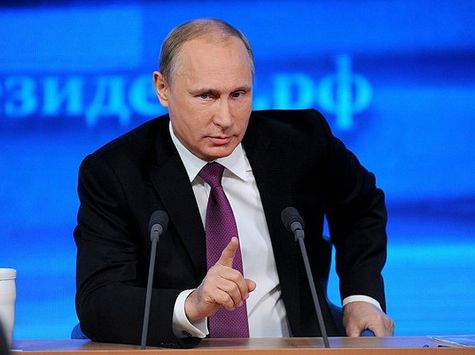 Путин на пресс-конференции 18 декабря 2014 г. Фото с официального сайта Кремля